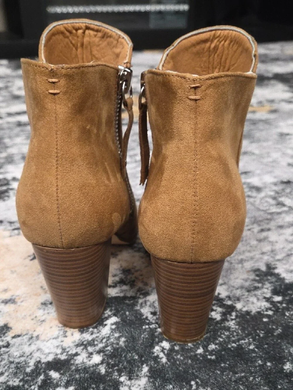 JustFab Mazie Camel Ankle Booties Size 10 Block Heel